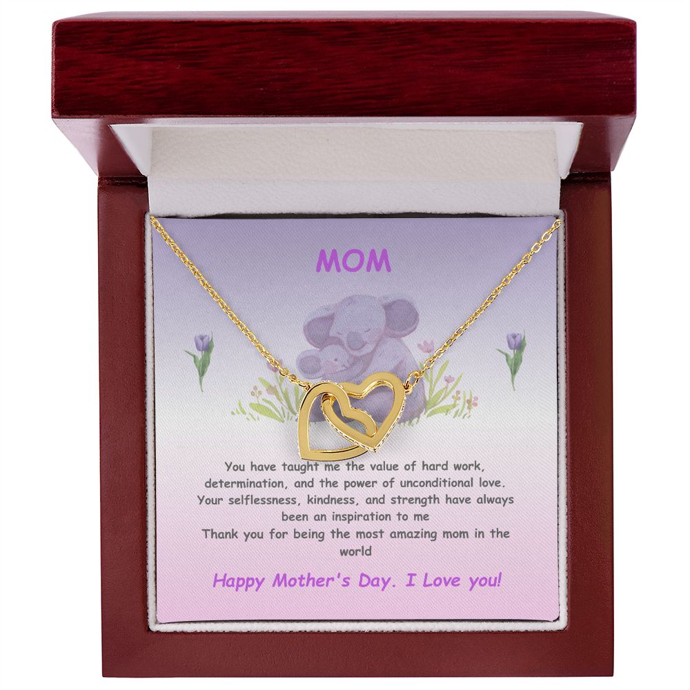 Mother-Interlocking Heart Necklace with Message Card