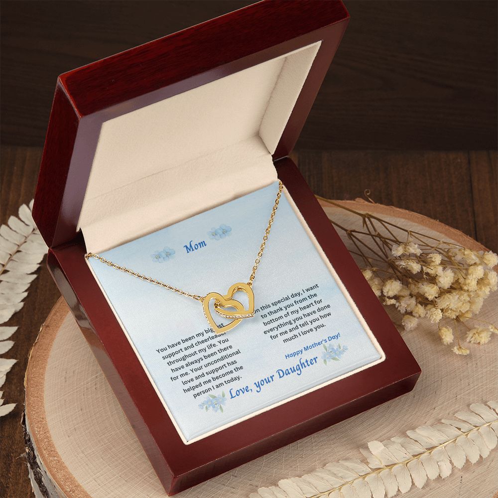 Mother-Interlocking Hearts Necklace with Message Card (from Daughter)