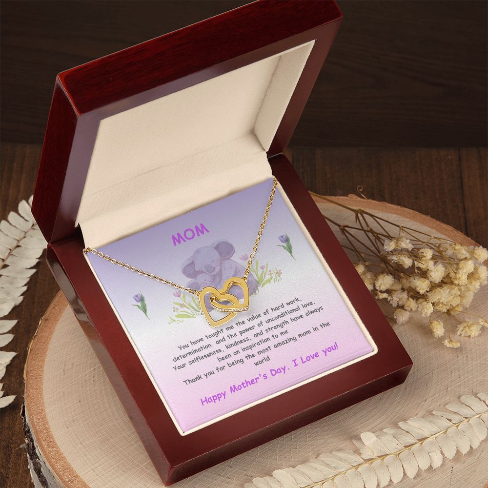 Mother-Interlocking Heart Necklace with Message Card