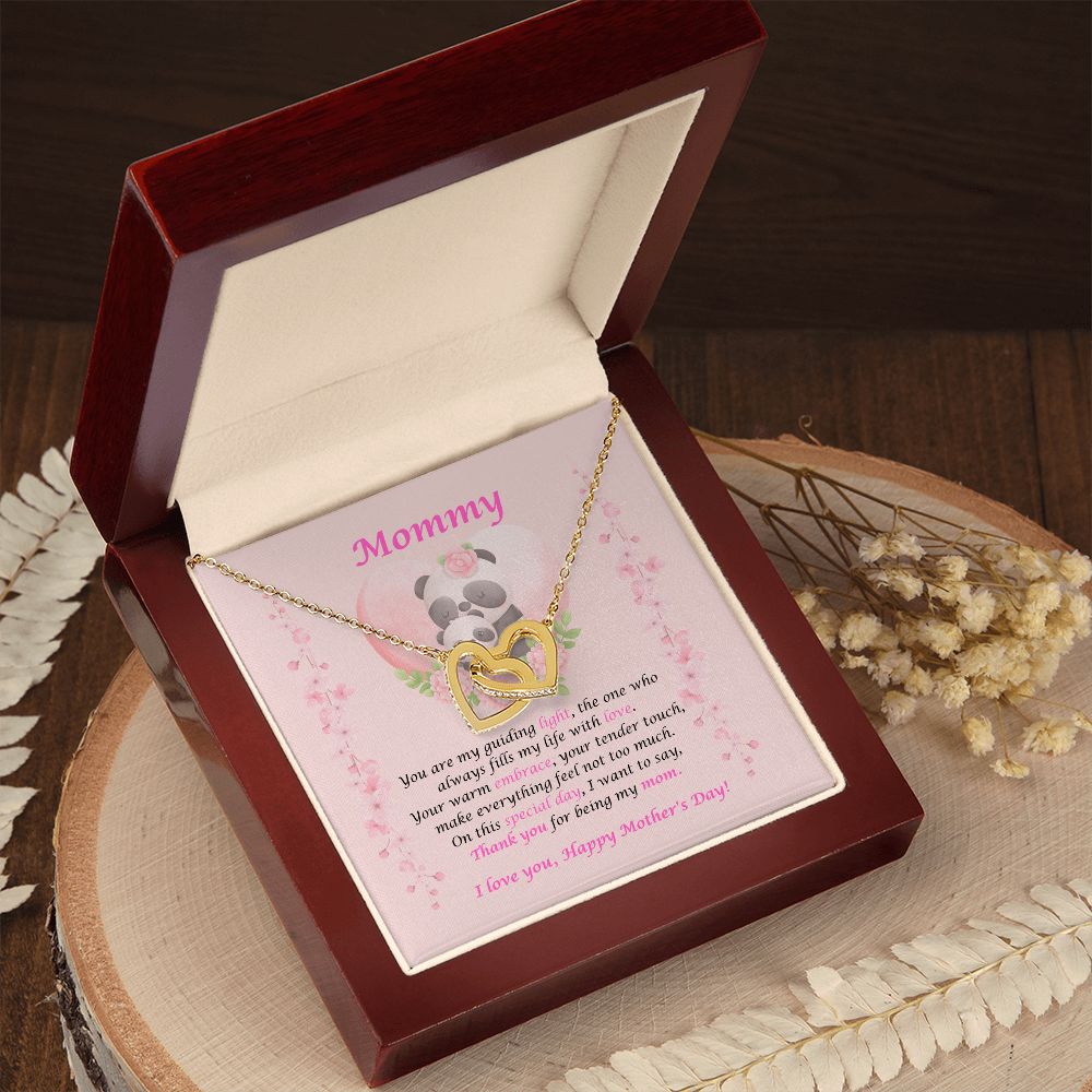 Mommy-Interlocking Hearts Necklace with Message Card