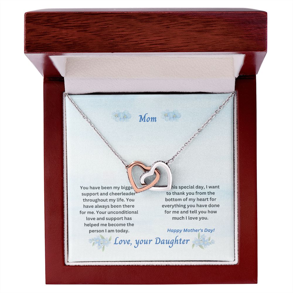 Mother-Interlocking Hearts Necklace with Message Card (from Daughter)