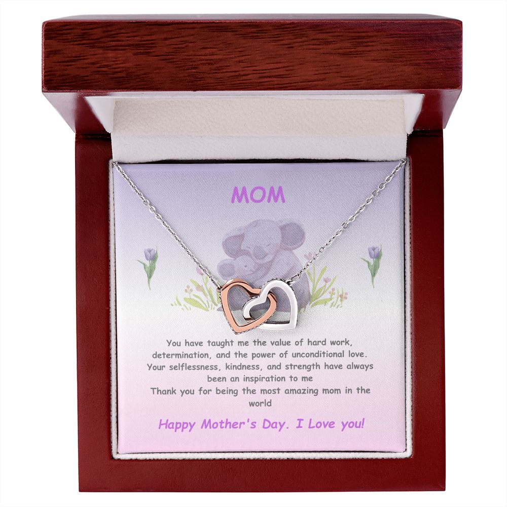 Mother-Interlocking Heart Necklace with Message Card