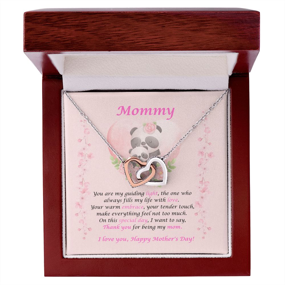 Mommy-Interlocking Hearts Necklace with Message Card