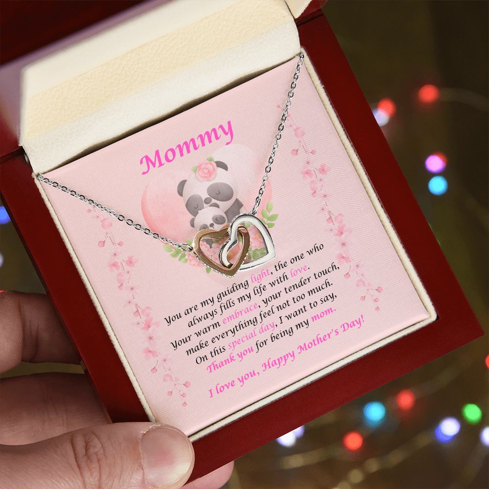 Mommy-Interlocking Hearts Necklace with Message Card