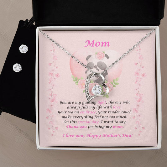 Mother-Forever Love Necklace & Earrings Set