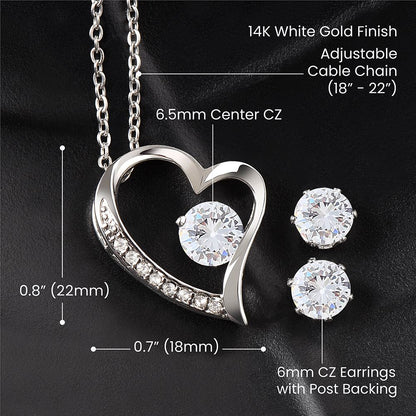 Mother-Forever Love Necklace & Earrings Set