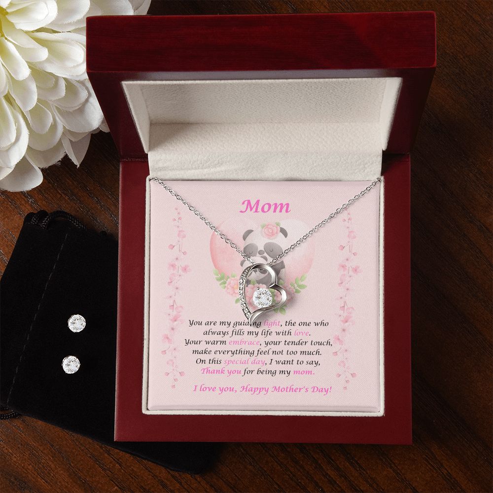 Mother-Forever Love Necklace & Earrings Set