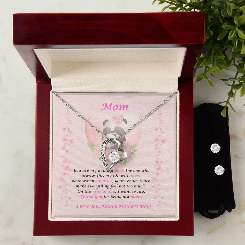 Mother-Forever Love Necklace & Earrings Set