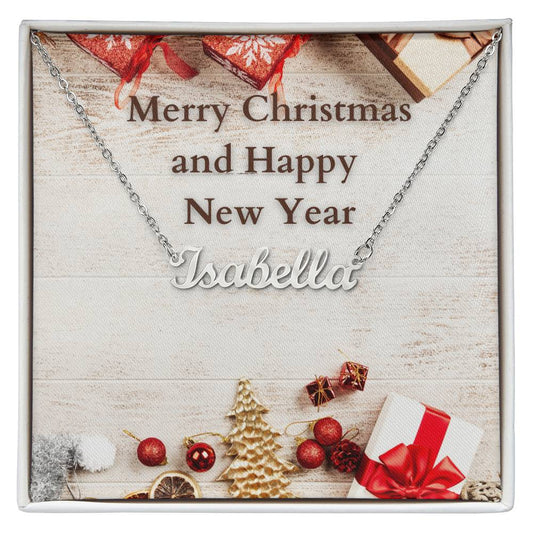 Custom Name Necklace Merry Christmas