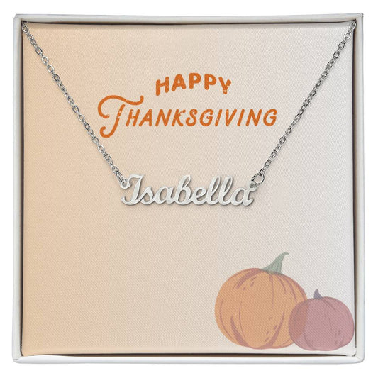 Custom Name Necklace Happy Thanksgiving