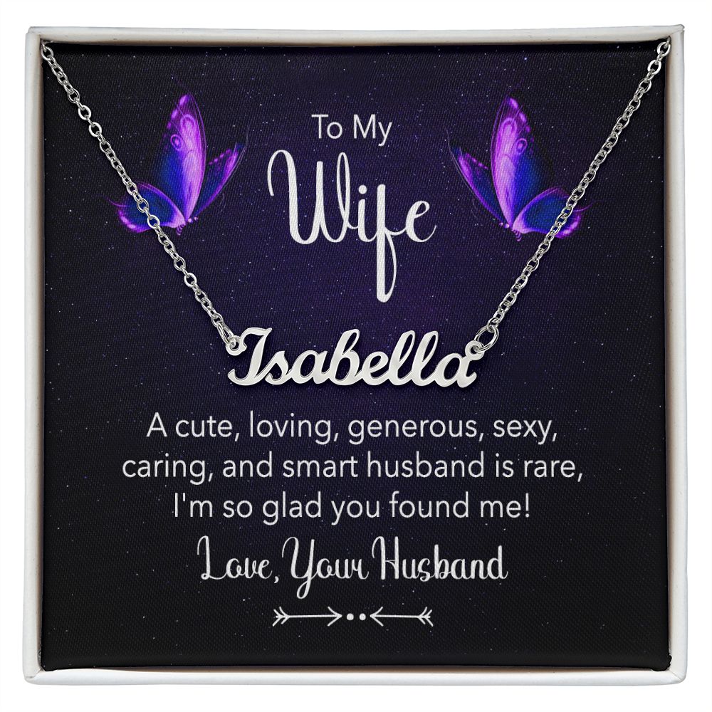 Wife-Customized Name Necklace with Message Card