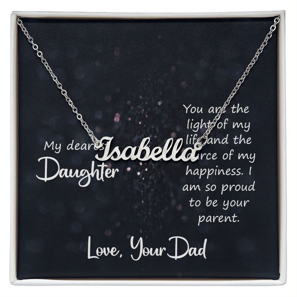 Daughter-Customized Name Necklace with Message Card