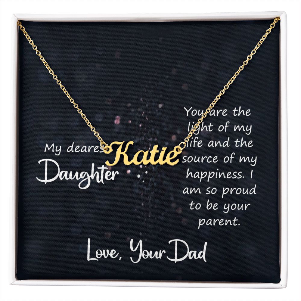 Daughter-Customized Name Necklace with Message Card