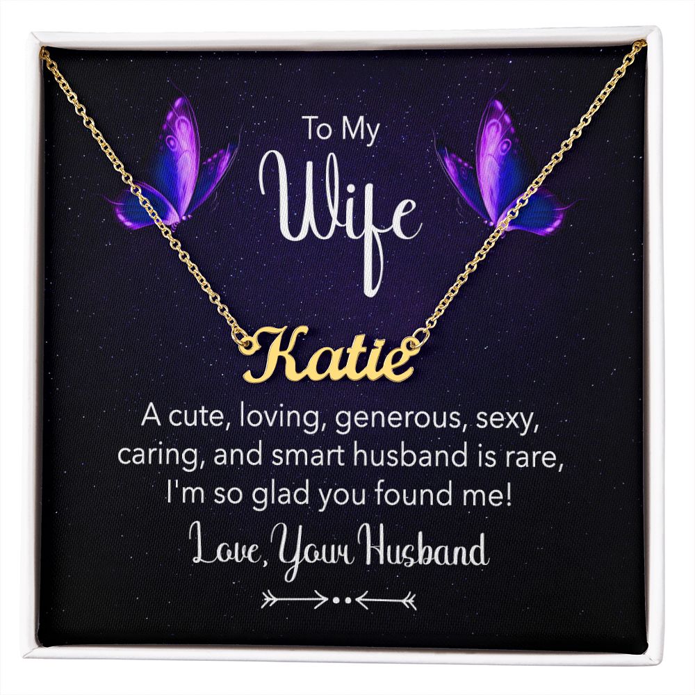 Wife-Customized Name Necklace with Message Card