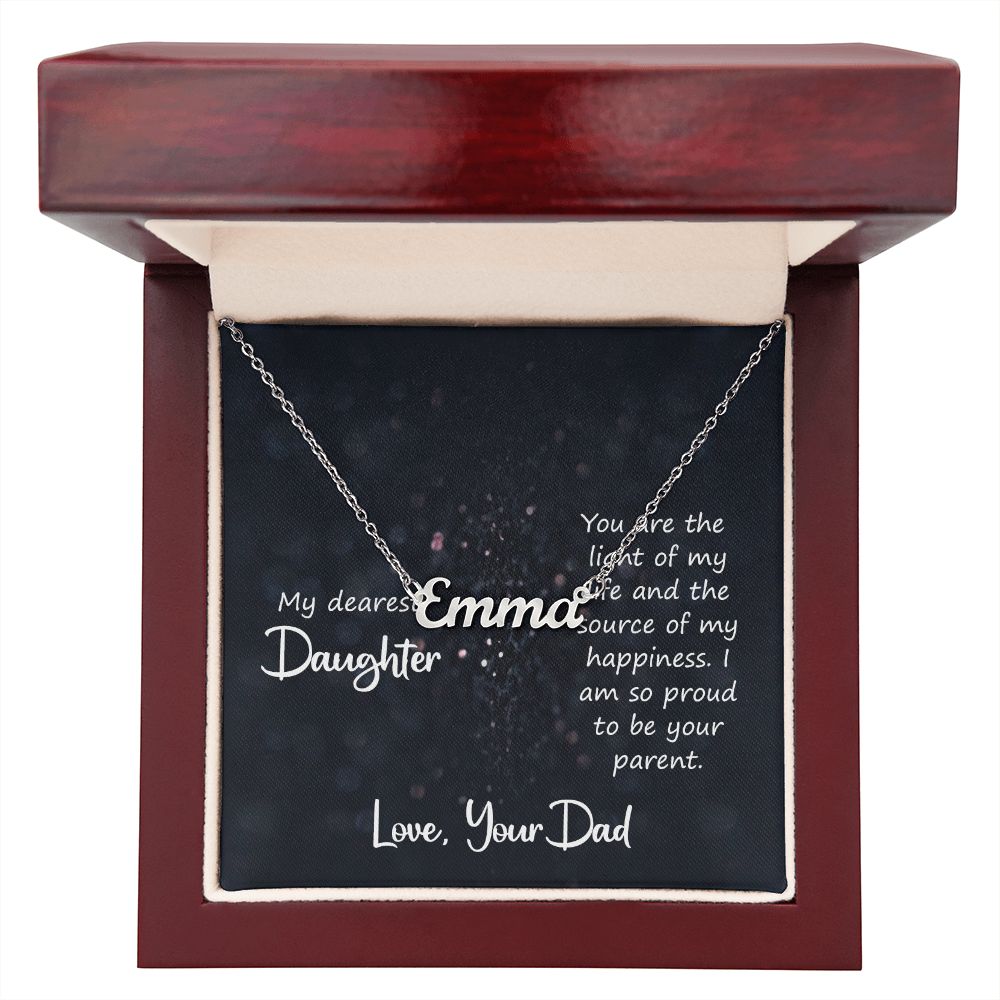 Daughter-Customized Name Necklace with Message Card