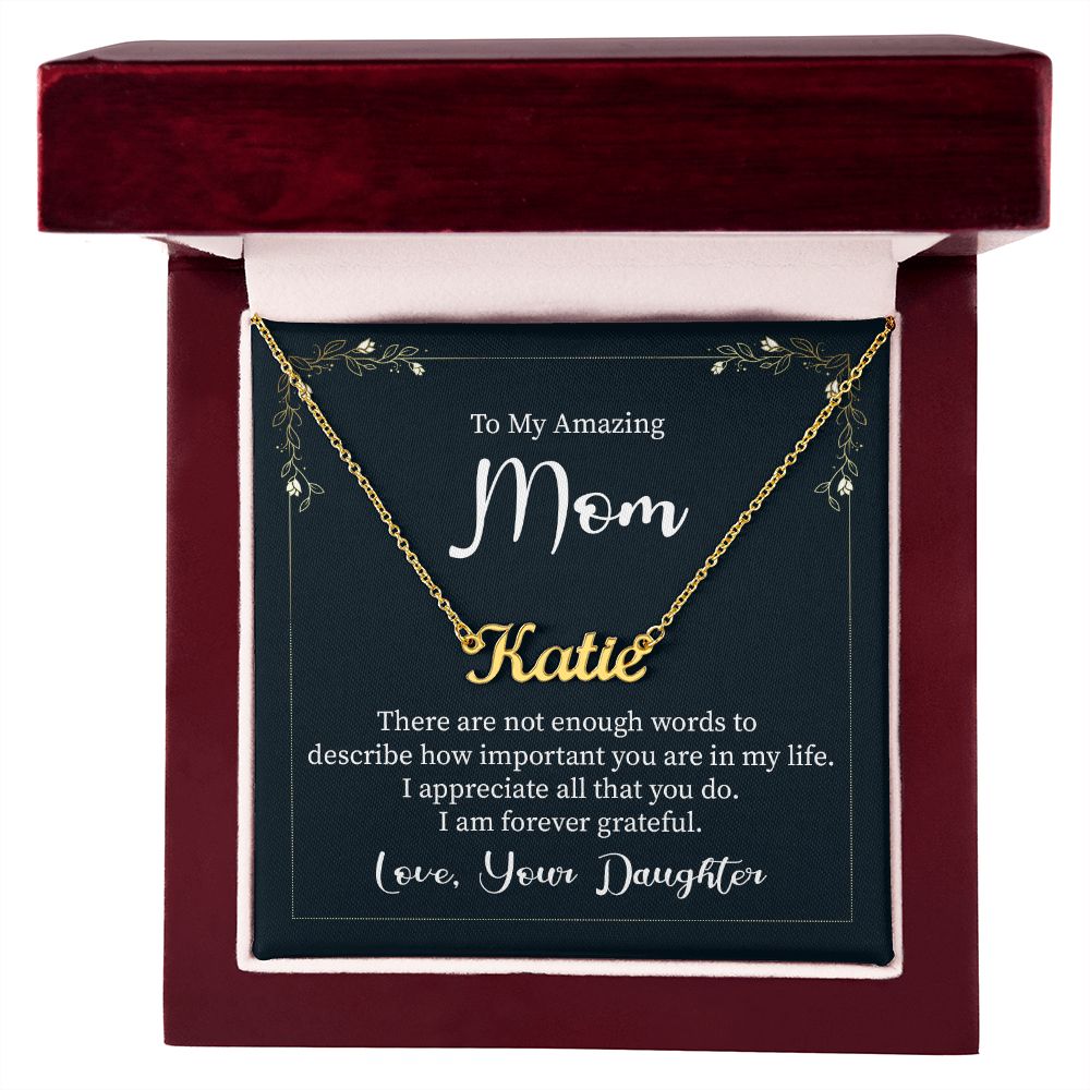 Mother-Customized Name Necklace with Message Card