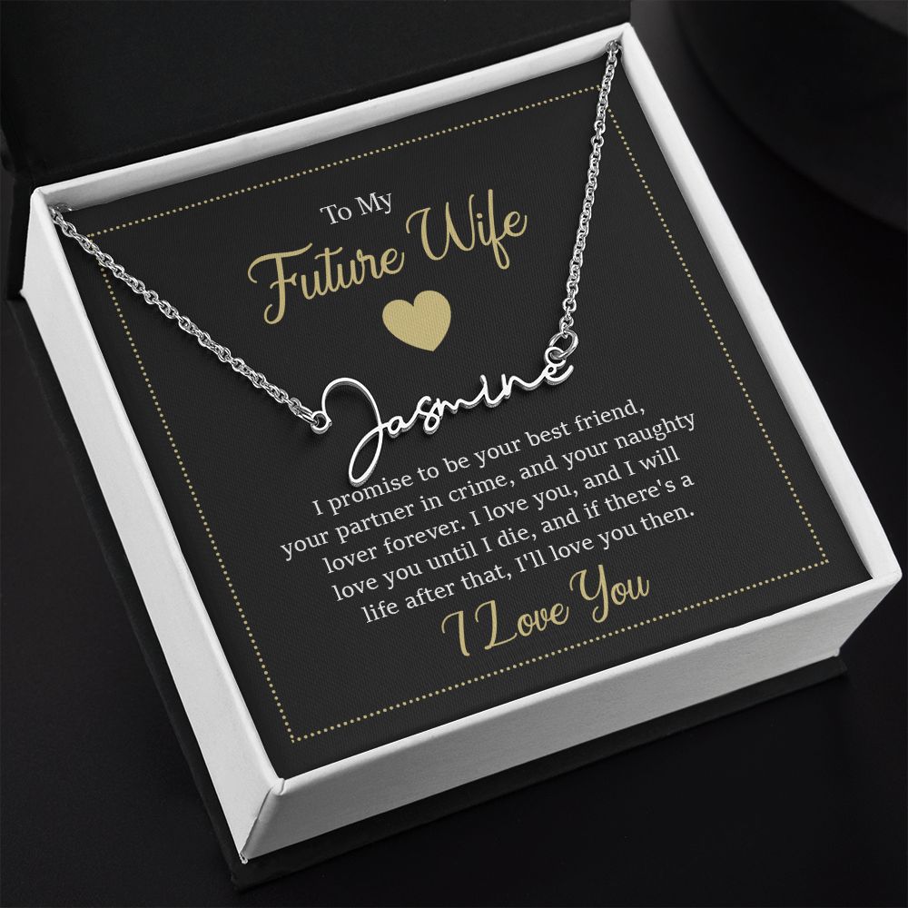 Future Wife-Customized Signature Name Necklace with Message Card