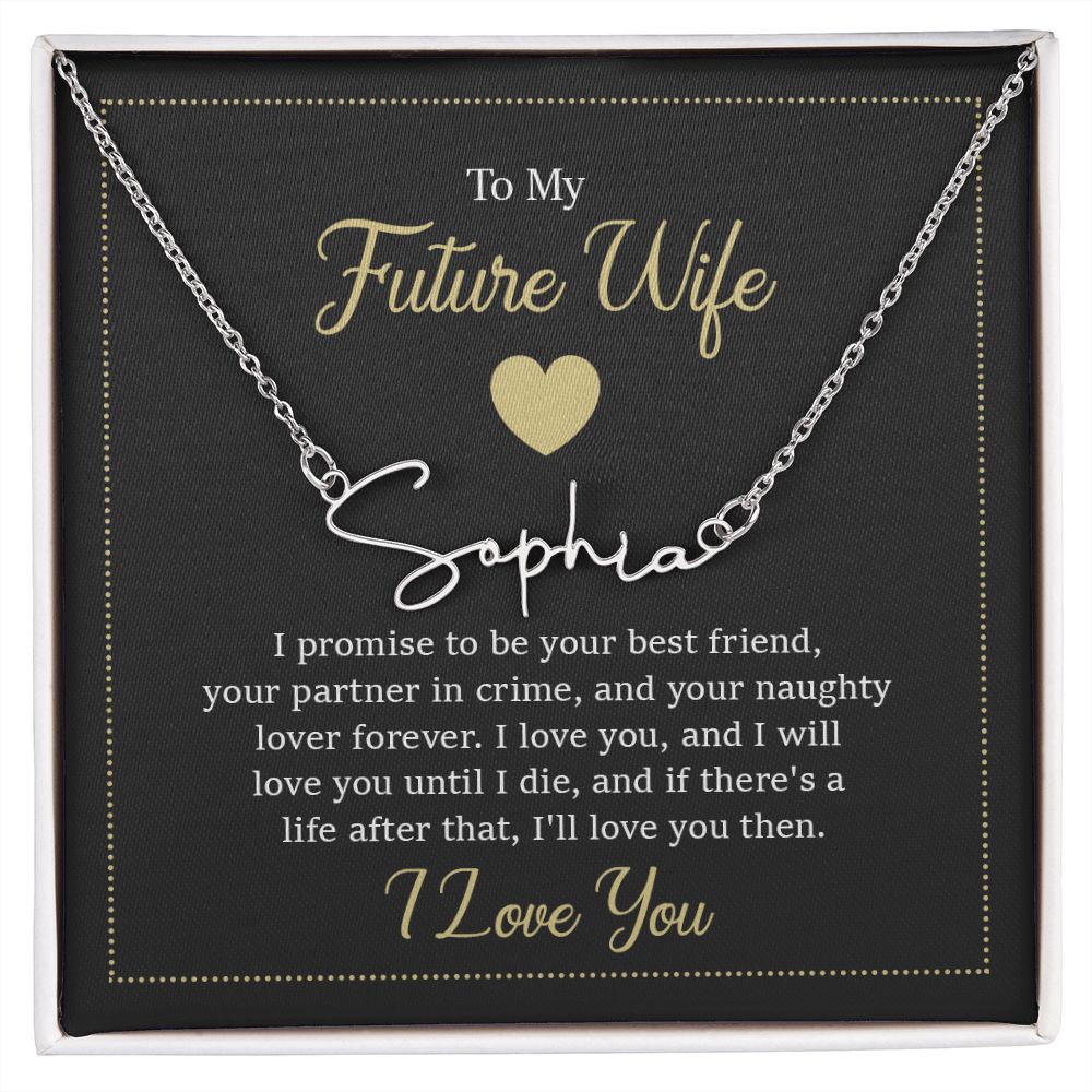 Future Wife-Customized Signature Name Necklace with Message Card