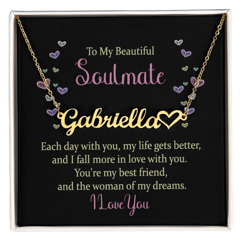 Soulmate-Customized Name Necklace with Heart and Message Card