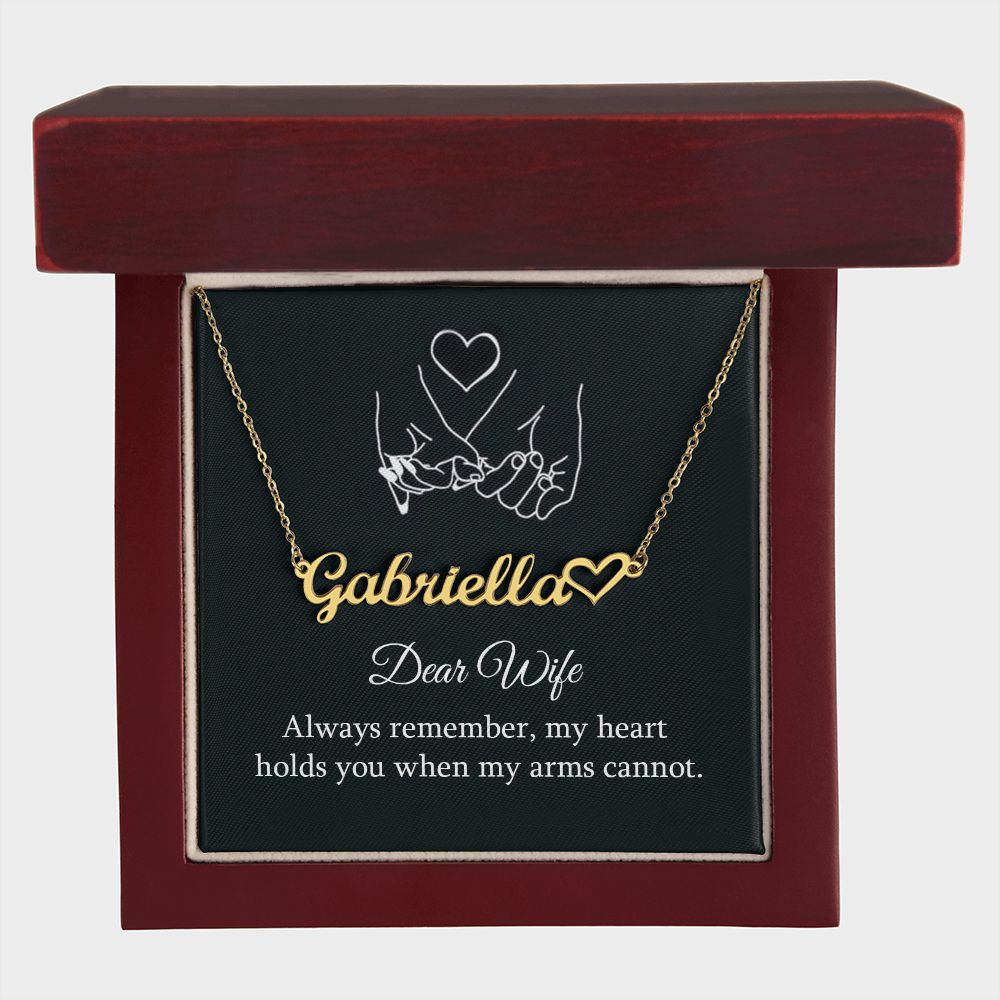 Wife-Customized Name Necklace with Heart and Message Card