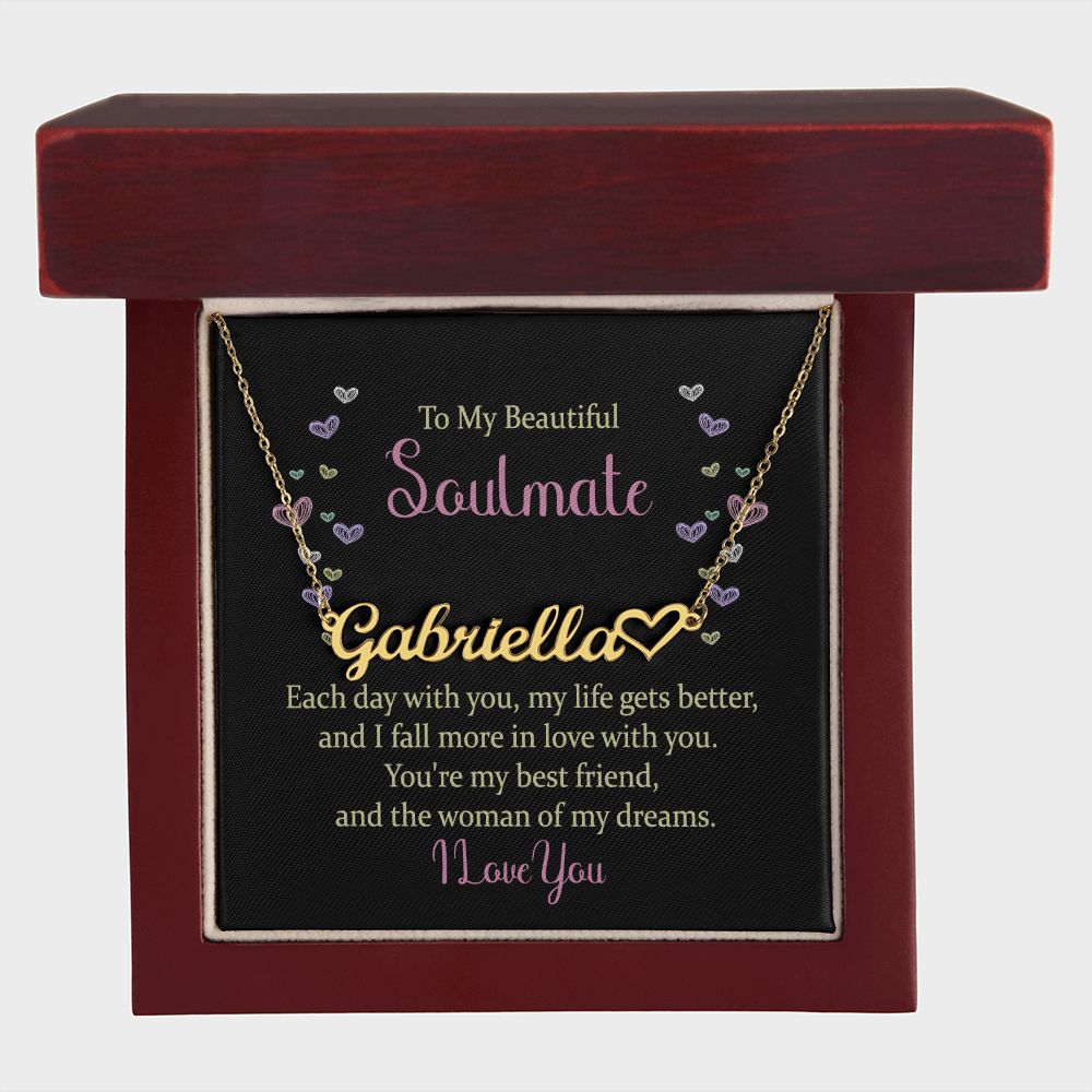 Soulmate-Customized Name Necklace with Heart and Message Card