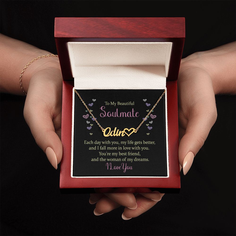 Soulmate-Customized Name Necklace with Heart and Message Card