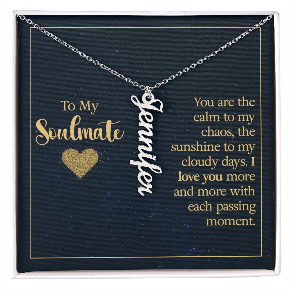 Soulmate-Customized Vertical Name Necklace with Message Card