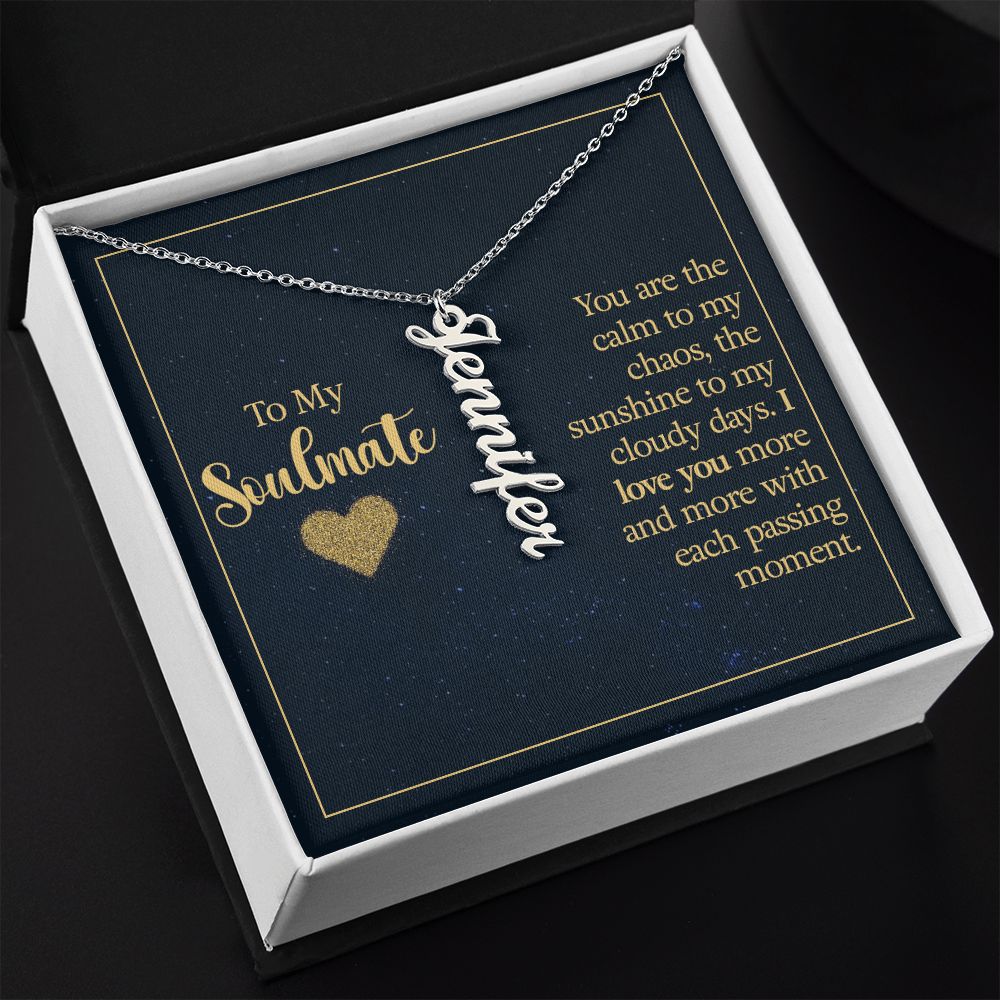 Soulmate-Customized Vertical Name Necklace with Message Card