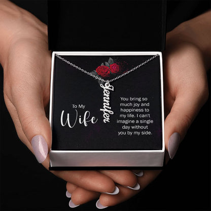 Wife-Customized Vertical Name Necklace with Message Card