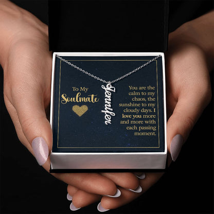 Soulmate-Customized Vertical Name Necklace with Message Card