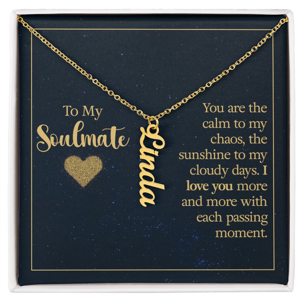 Soulmate-Customized Vertical Name Necklace with Message Card