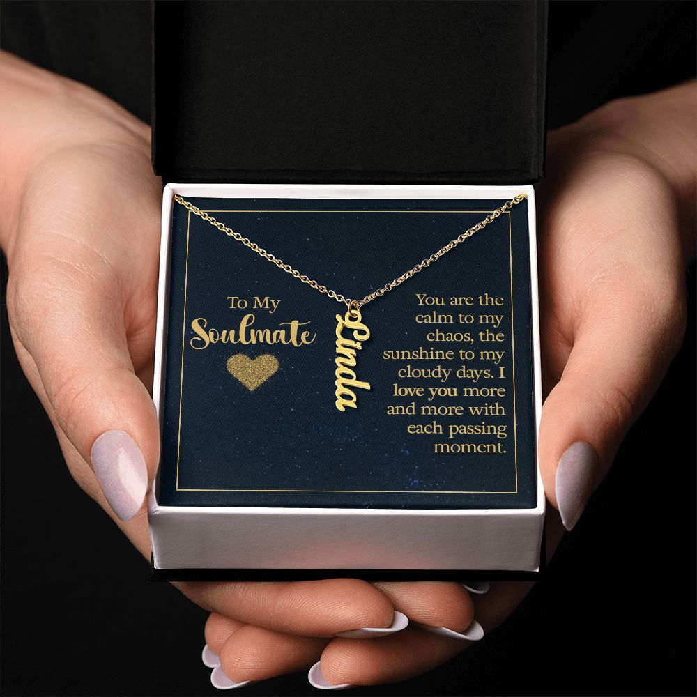 Soulmate-Customized Vertical Name Necklace with Message Card