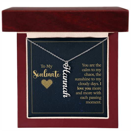 Soulmate-Customized Vertical Name Necklace with Message Card