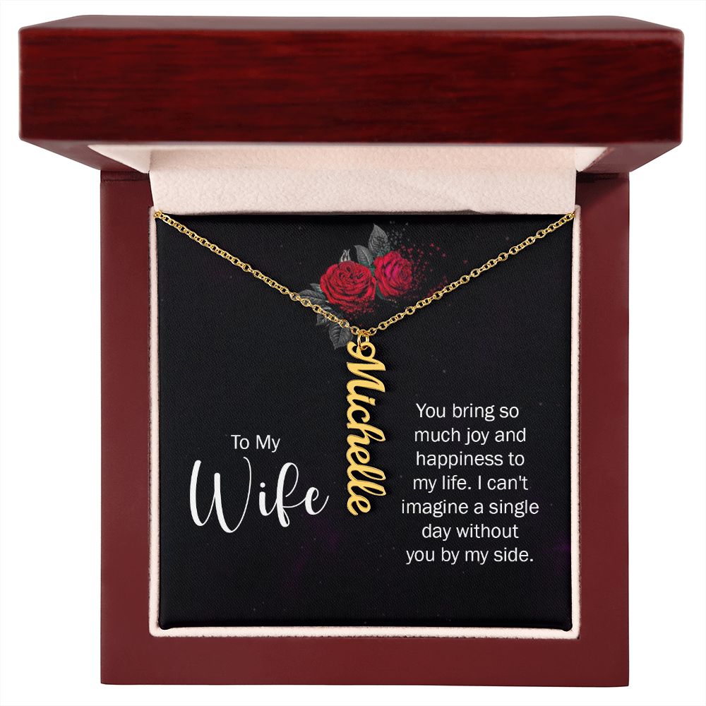 Wife-Customized Vertical Name Necklace with Message Card