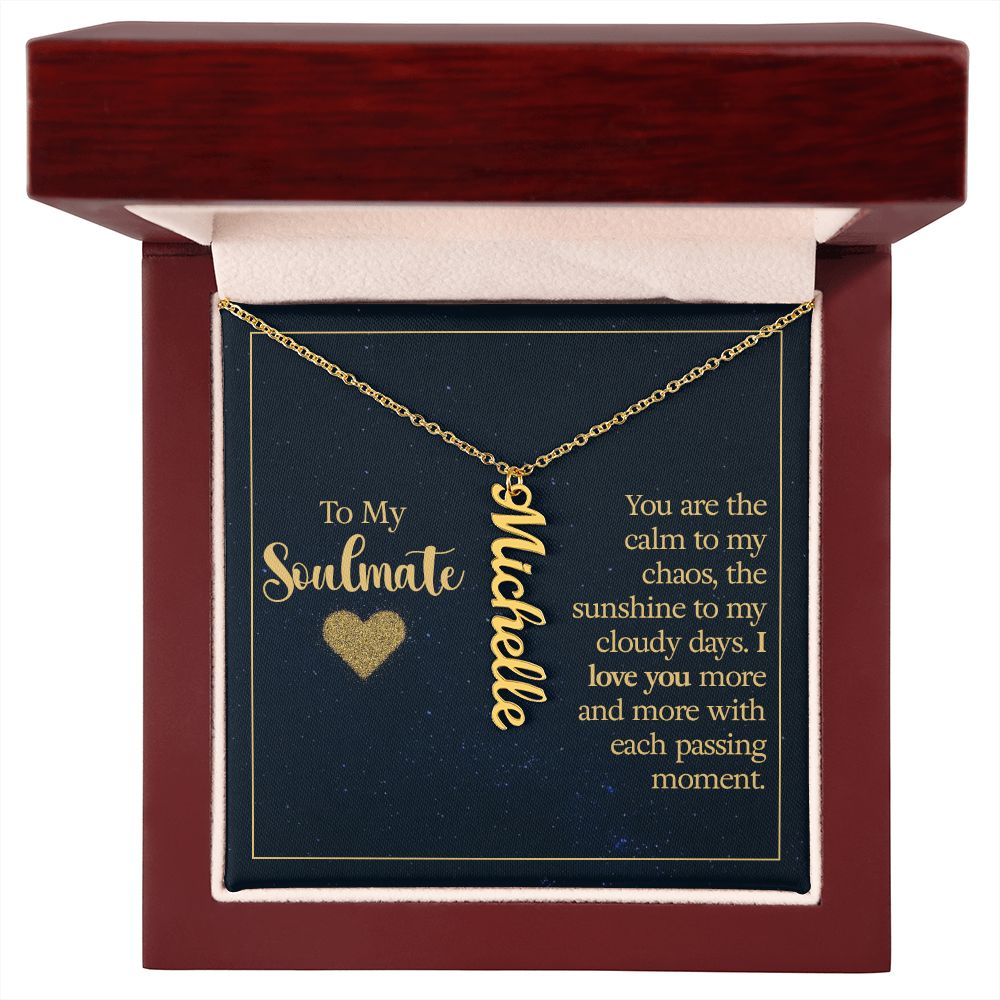 Soulmate-Customized Vertical Name Necklace with Message Card