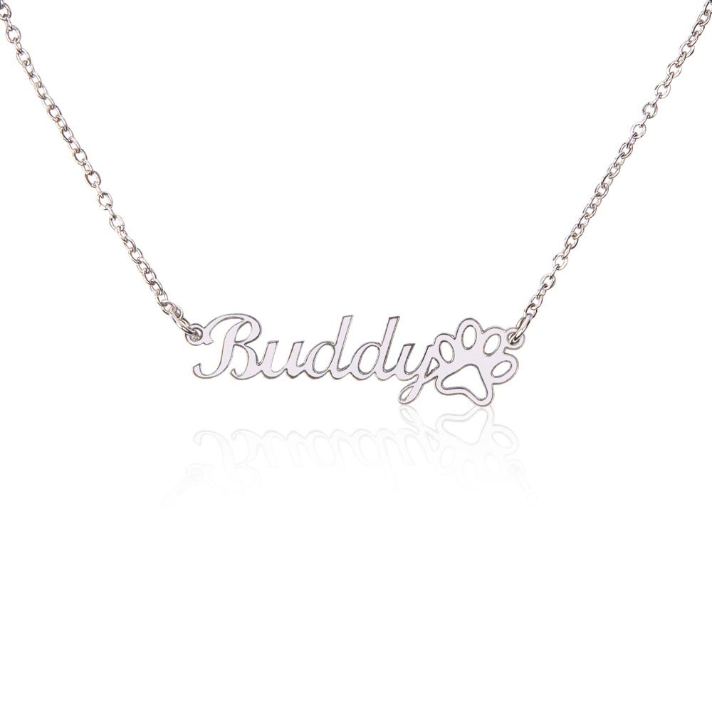 Mom Dog-Customized Name Necklace with Paw Print