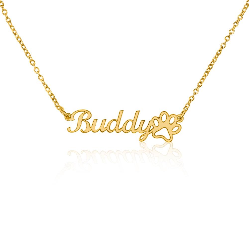 Mom Dog-Customized Name Necklace with Paw Print