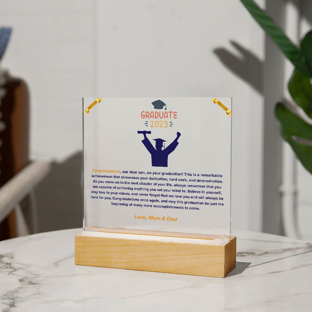 Graduation Boy-Acrylic Square Plaque (from Mom & Dad)