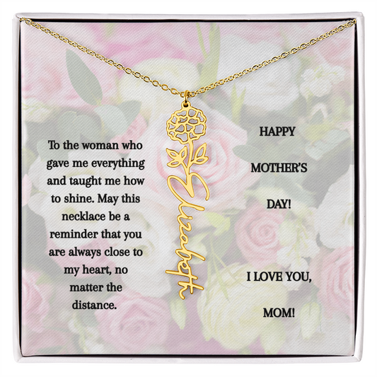 Mother's Day Custom Name Necklace Flower