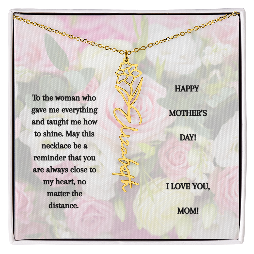 Mother's Day Custom Name Necklace Flower