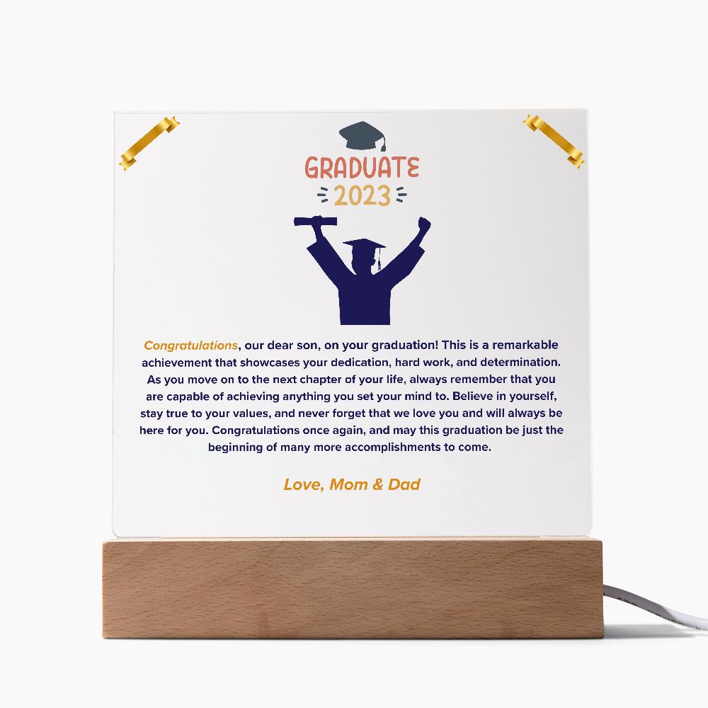Graduation Boy-Acrylic Square Plaque (from Mom & Dad)