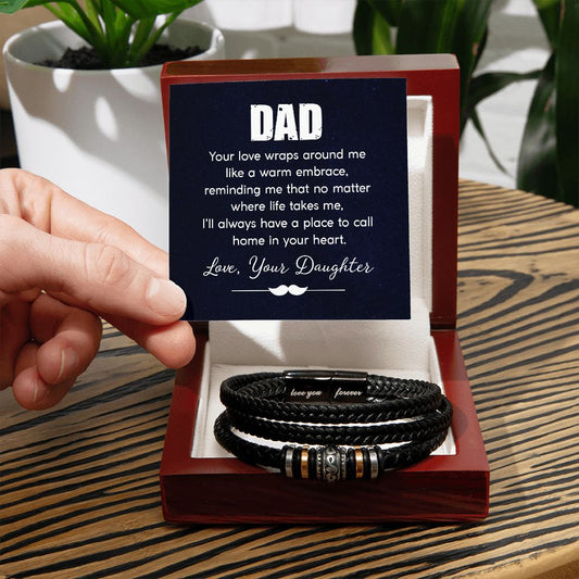 Father-Men's Bracelet with Message Card (from Daughter)