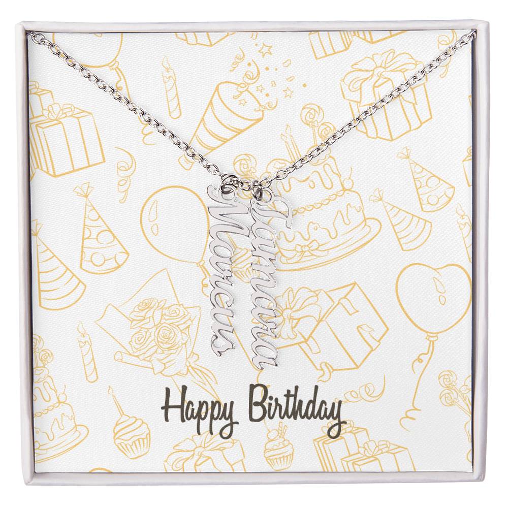 Birthday-Multi name Vertical Necklace