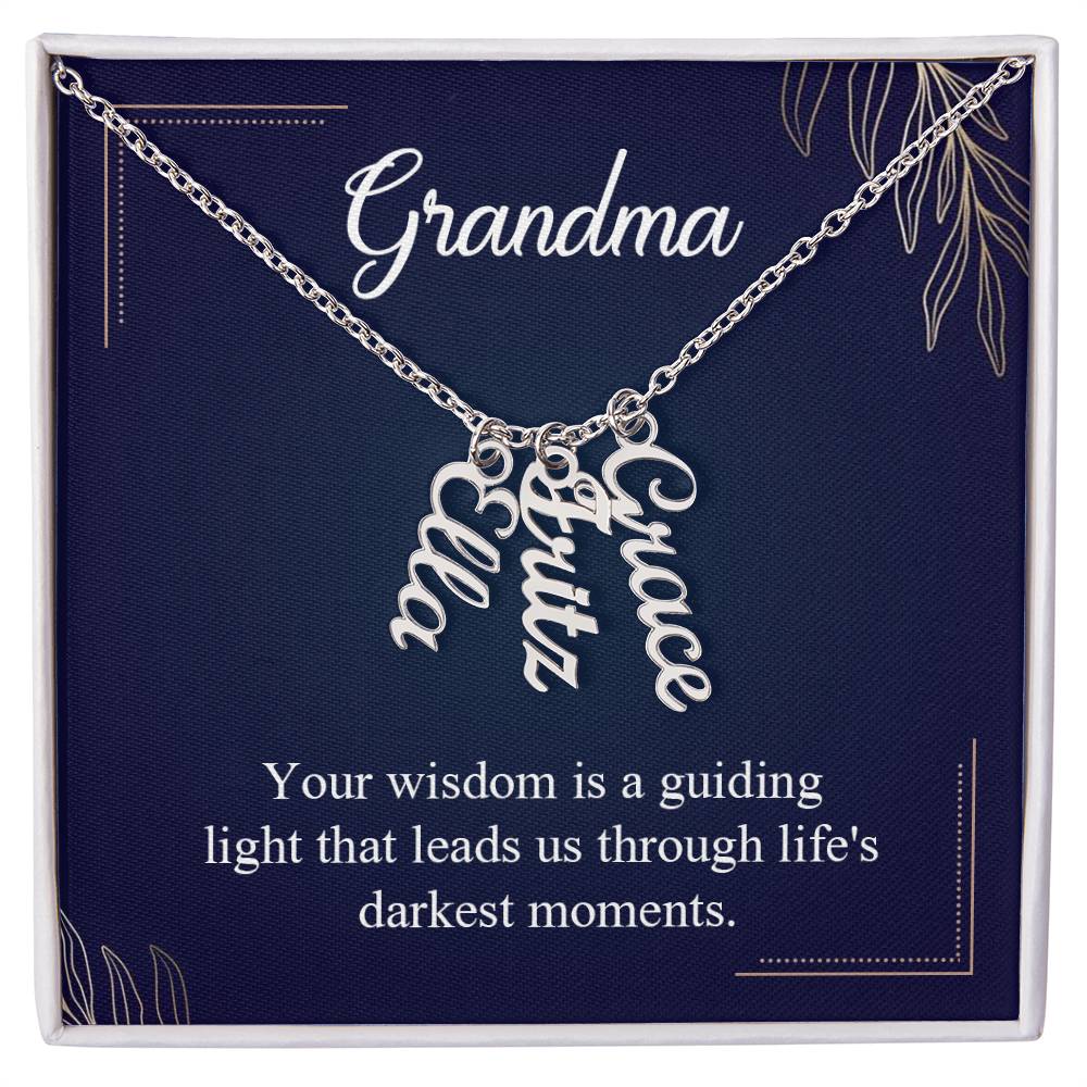 Grandmother-Muti name Vertical Necklace