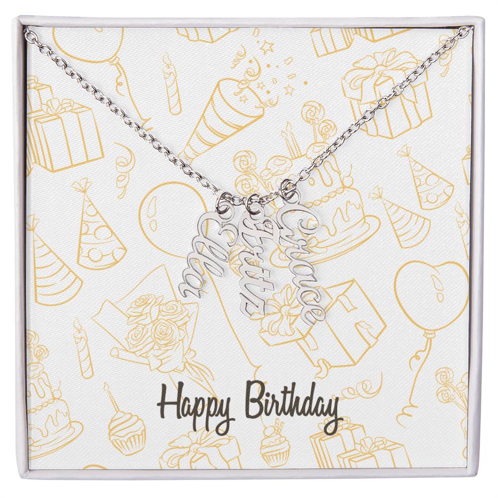 Birthday-Multi name Vertical Necklace