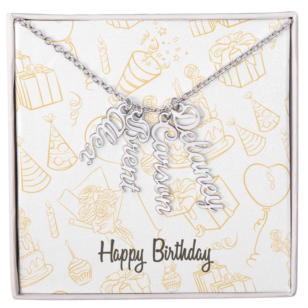 Birthday-Multi name Vertical Necklace