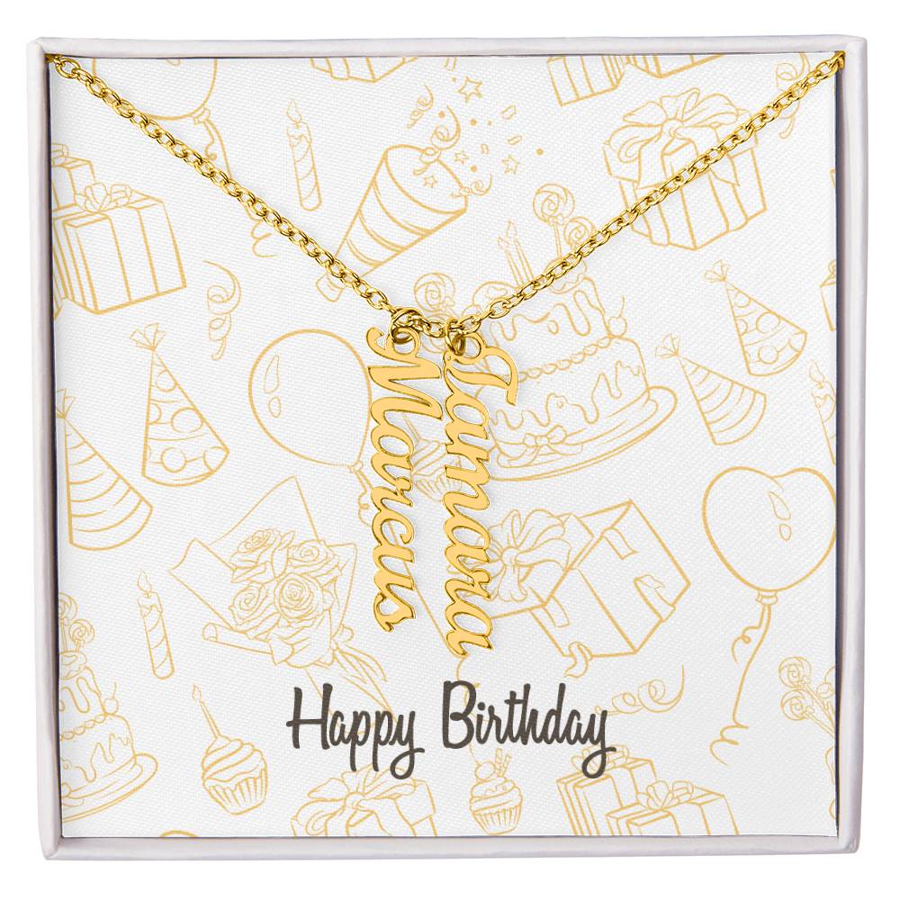 Birthday-Multi name Vertical Necklace