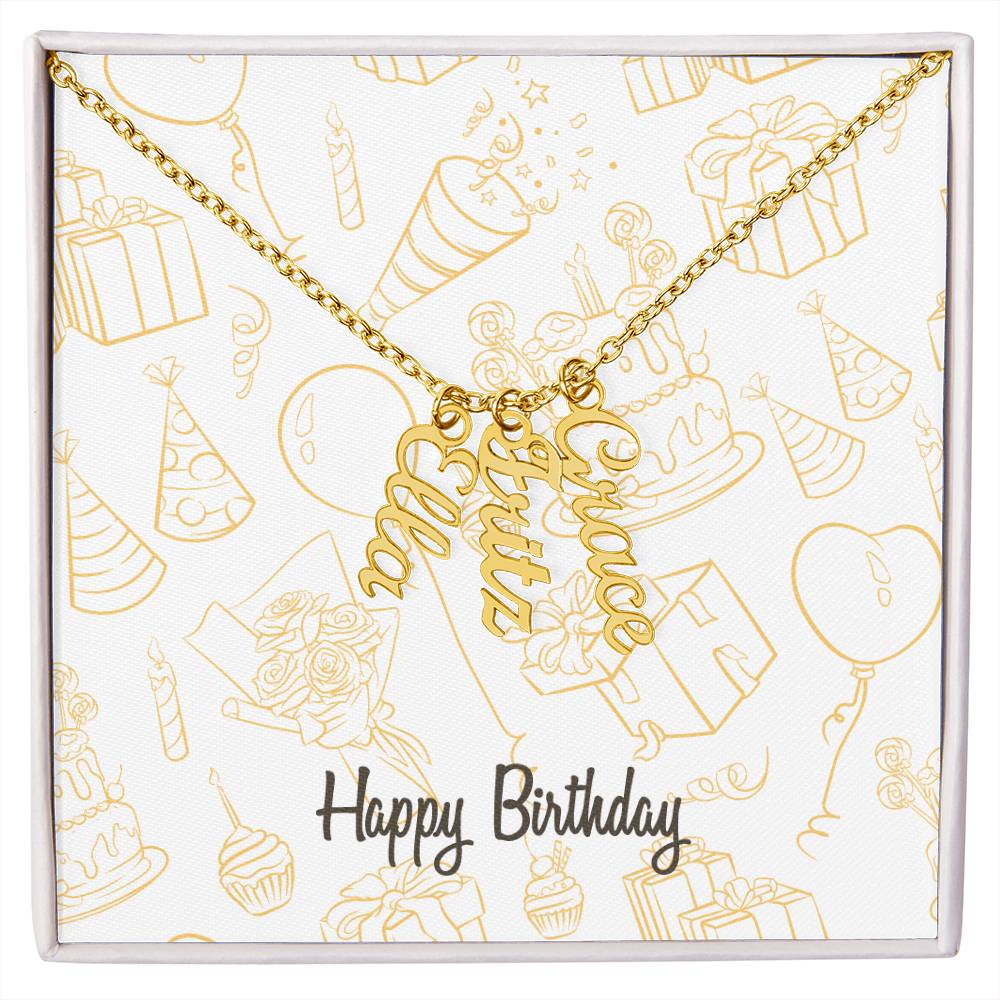 Birthday-Multi name Vertical Necklace