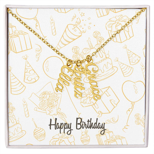 Customized Multi Name Necklace Happy Birthday