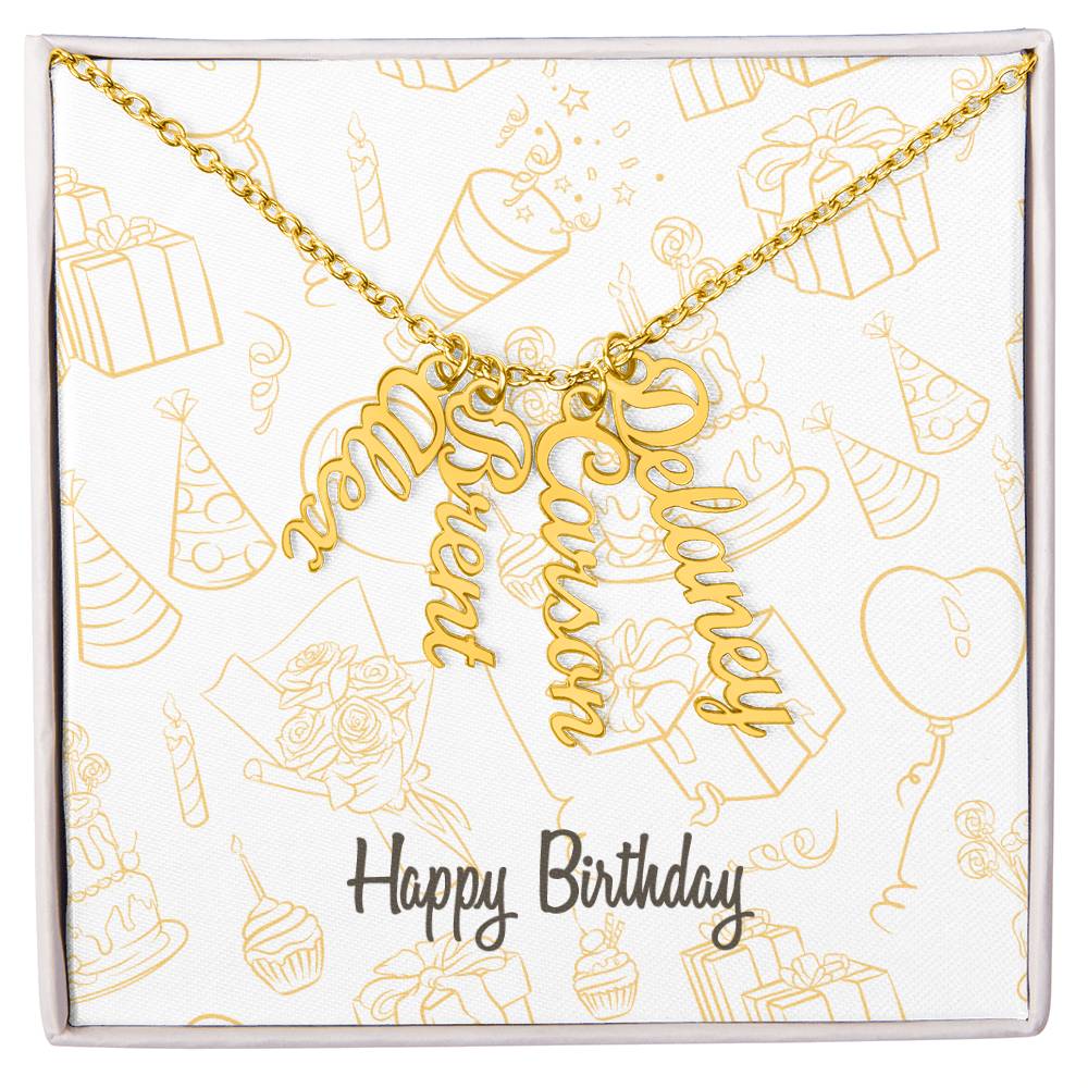 Birthday-Multi name Vertical Necklace